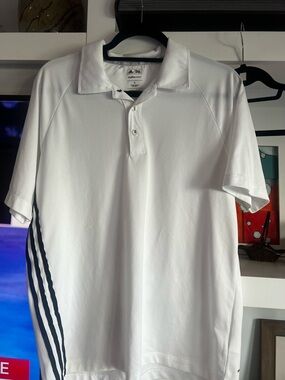adidas Men’s White Polo with Black Side Stripes